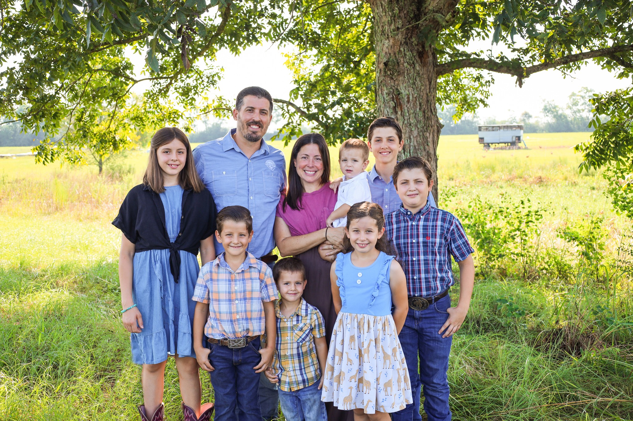 Nick and Hope Giovelli with their family at Credo Farms in Amite, Louisiana