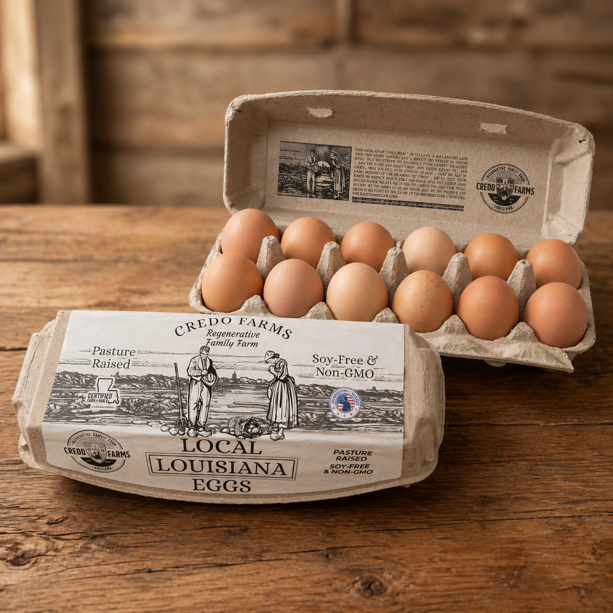 Credo Farms Local Louisiana Eggs — pasture-raised, soy-free, and non-GMO